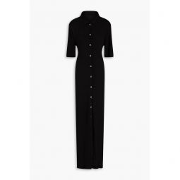 Open-back jersey maxi shirt dress
