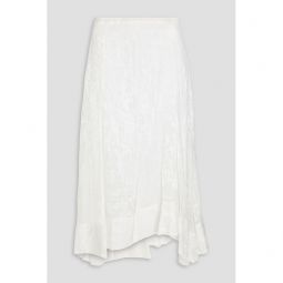 Asymmetric burnout-effect satin skirt