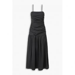 Natalia ruched duchesse-satin maxi dress