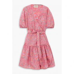 Elliana floral-print silk-habotai mini wrap dress