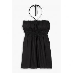 Ester smocked linen halterneck mini dress