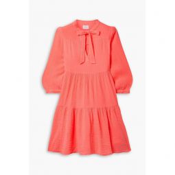 Giselle bow-detailed tiered cotton-seersucker mini dress