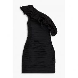 Chloe one-shoulder ruffled taffeta mini dress