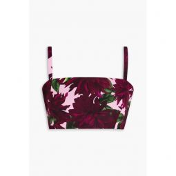 Floral-print faille bra top