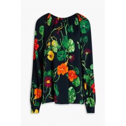 Floral-print satin top