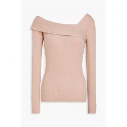Asymmetric ribbed wool and cashmere-blend sweater