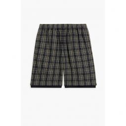 Mesh-trimmed checked cotton-flannel drawstring shorts
