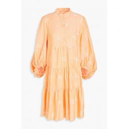 Winona tiered embroidered cotton-blend mini shirt dress