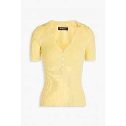 Ribbed silk and cashmere-blend polo shirt