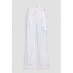 Pleated cotton-poplin wide-leg pants