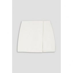 Cotton-tweed mini wrap skirt