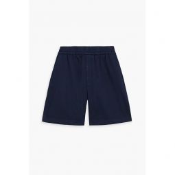 Cotton-blend twill drawstring shorts