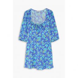 Ruffled floral-print silk crepe de chine mini dress