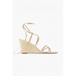 Metallic leather wedge espadrille sandals
