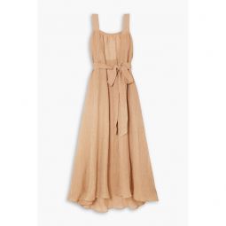 Assiout belted linen-gauze maxi dress
