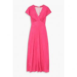 Clarissa satin-jacquard midi dress