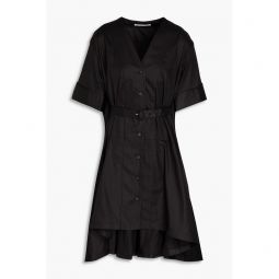 Belted stretch-cotton poplin mini dress