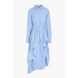 Asymmetric striped cotton-poplin shirt