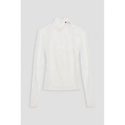 Stretch-lace turtleneck top
