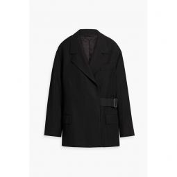 Belted wool and hemp-blend twill blazer