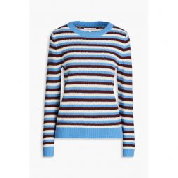 Striped intarsia wool and cashmere-blend sweater