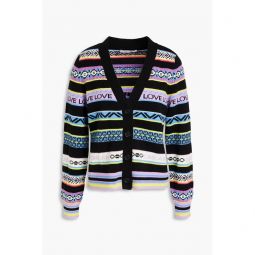 Intarsia wool and cashmere-blend cardigan