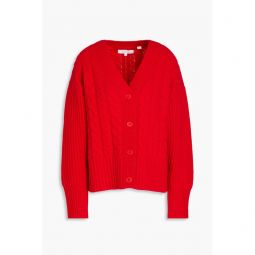 Aran cable-knit wool cardigan
