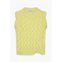 Cropped pointelle-knit wool vest