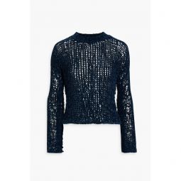 Open-knit chenille sweater