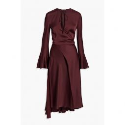 Wrap-effect satin midi dress