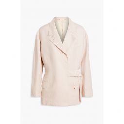 Belted wool and hemp-blend twill blazer