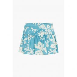 Skirt-effect printed cotton-poplin shorts