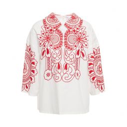 Embroidered cotton-poplin blouse