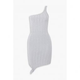 Serpent one-shoulder metallic ribbed-knit mini dress