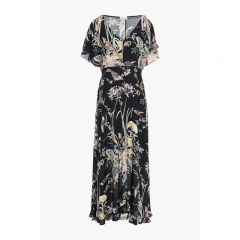 Cold-shoulder printed silk-chiffon midi dress