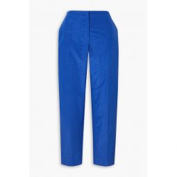 Cropped cotton-blend moire straight-leg pants