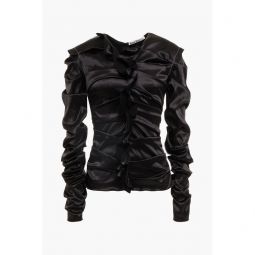 Pleated stretch-satin top