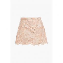Skirt-effect macrame lace shorts