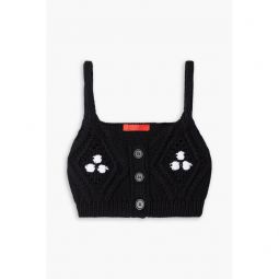 Cable-knit cotton bra top
