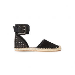 Studded leather and suede espadrilles