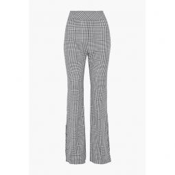 Button-detailed gingham wool bootcut pants