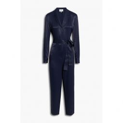 Belted satin jumpsuit