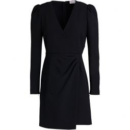 Wrap-effect stretch-crepe mini dress