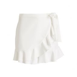 Wrap-effect ruffled crepe shorts