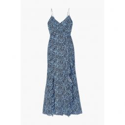 Ruffled leopard-print silk crepe de chine maxi dress