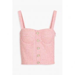Metallic cotton-blend tweed bustier top