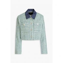 Cropped metallic tweed jacket