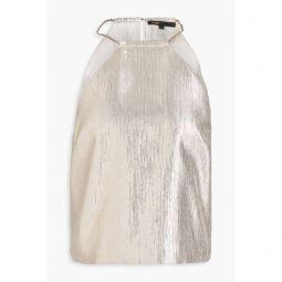 Chain-embellished lame top