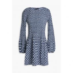 Printed twill mini dress