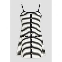 Striped ribbed jersey mini dress